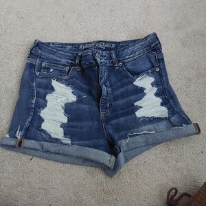 American Eagle Outfitters Distressed High Rise Shortie, Size 14